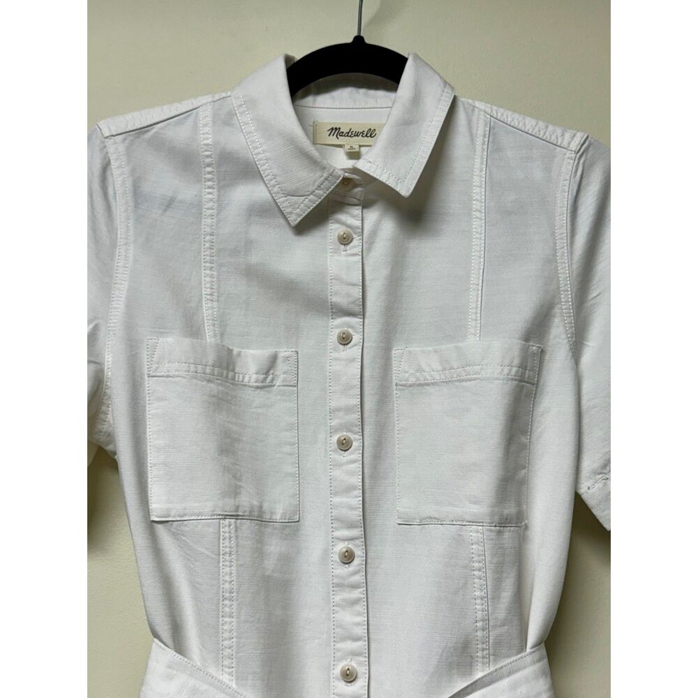MADEWELL Courier Seamed Denim Tie Waist Denim Shirtdress, Sz M - Picture 6 of 11